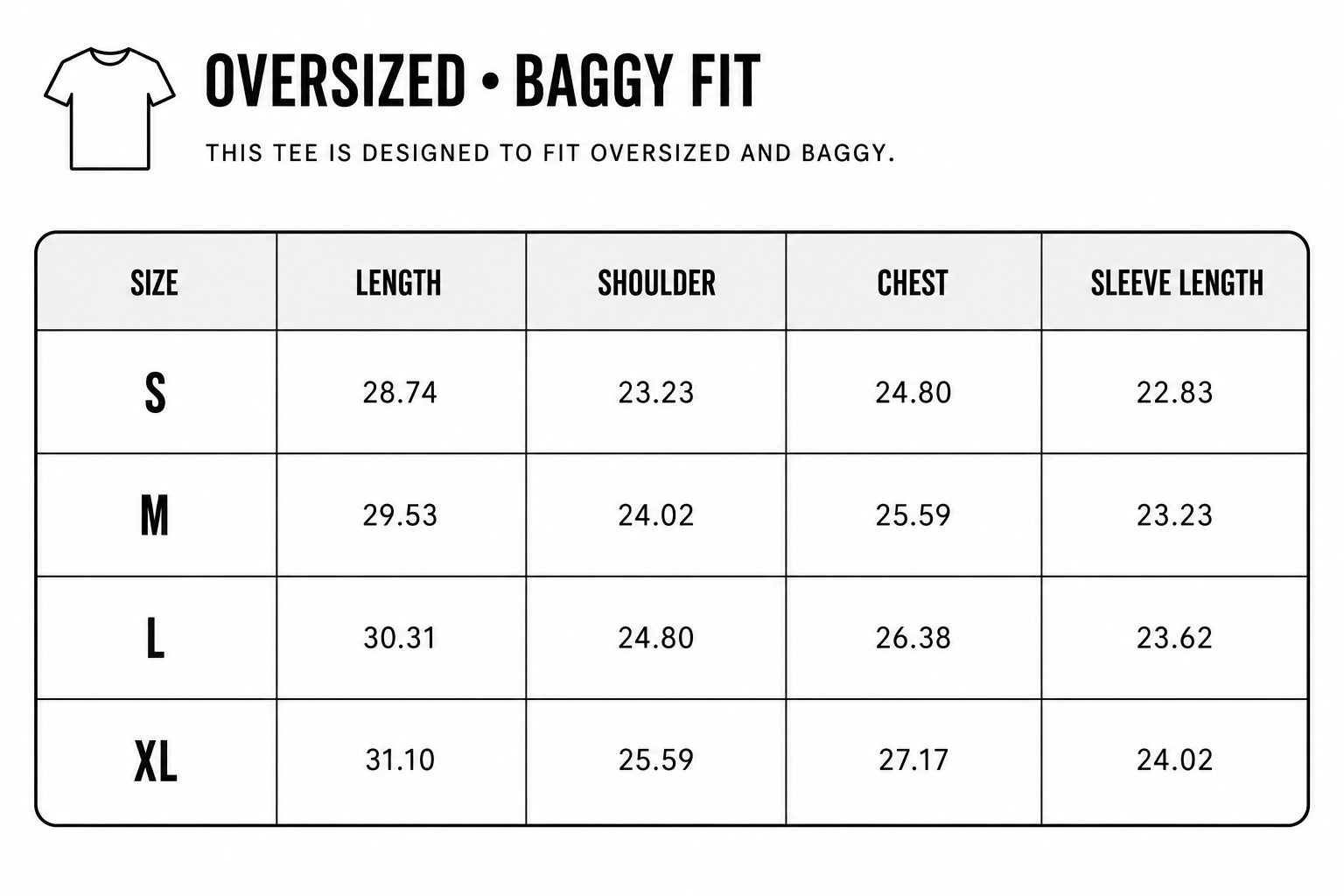 Size chart