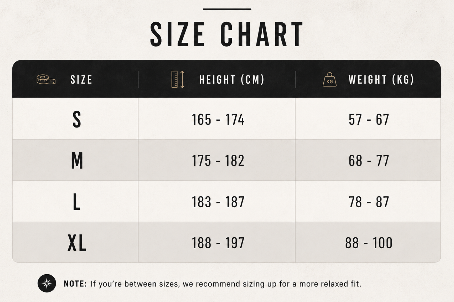 Size chart