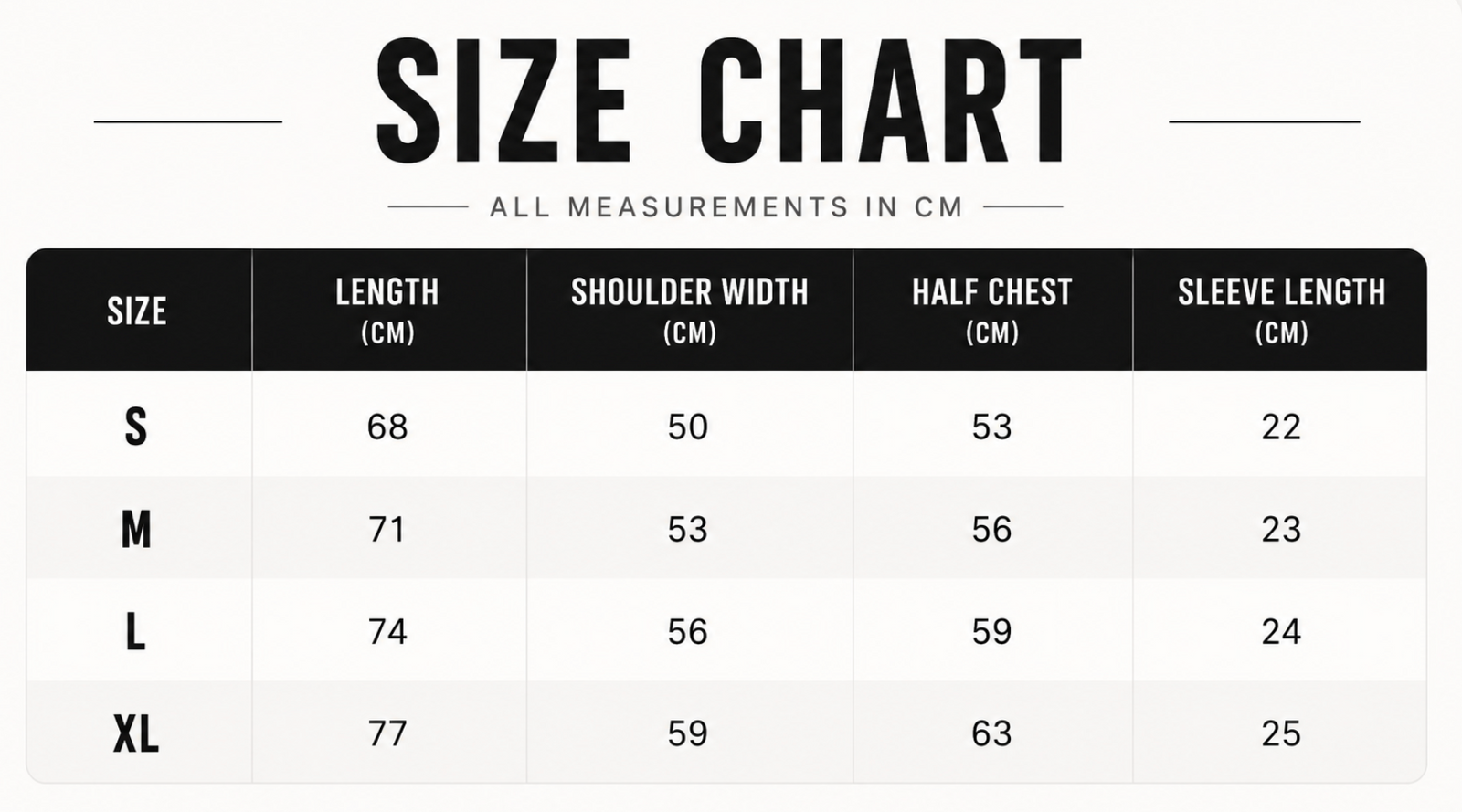 Size chart